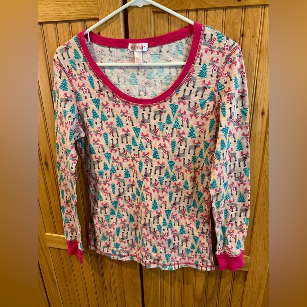 Festive Pink and Blue Women's Sleepwear Top